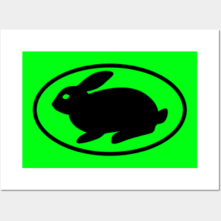 black print rabbit green Posters and Art